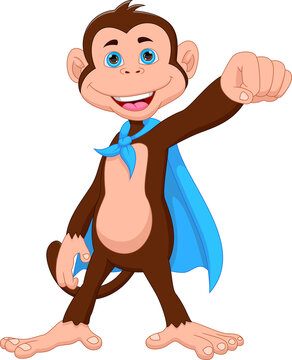 Cute Monkey Wearing Super Hero Costume