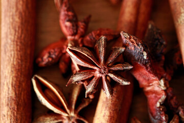 anise and cinnamon sticks scattered on the table