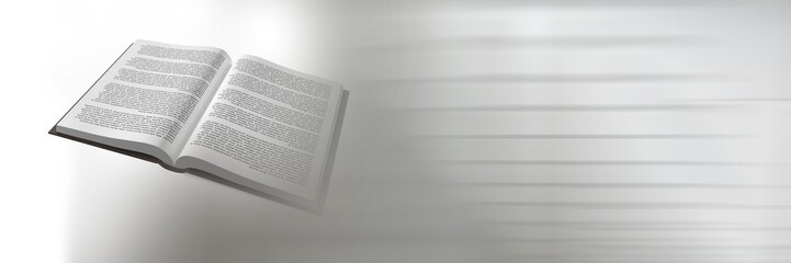 Fototapeta premium Close up view of open holy bible against grey background with copy space