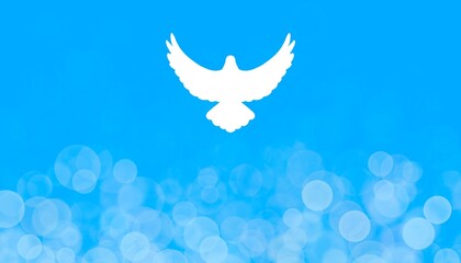Banner astratto azzurro colomba bianca pasquale che vola - obrazy, fototapety, plakaty