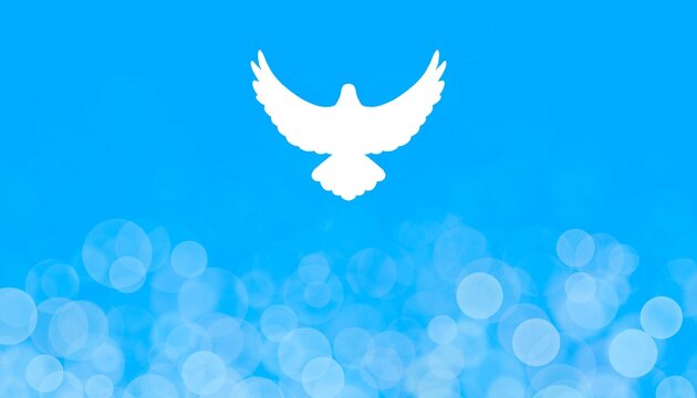 Banner astratto azzurro colomba bianca pasquale che vola