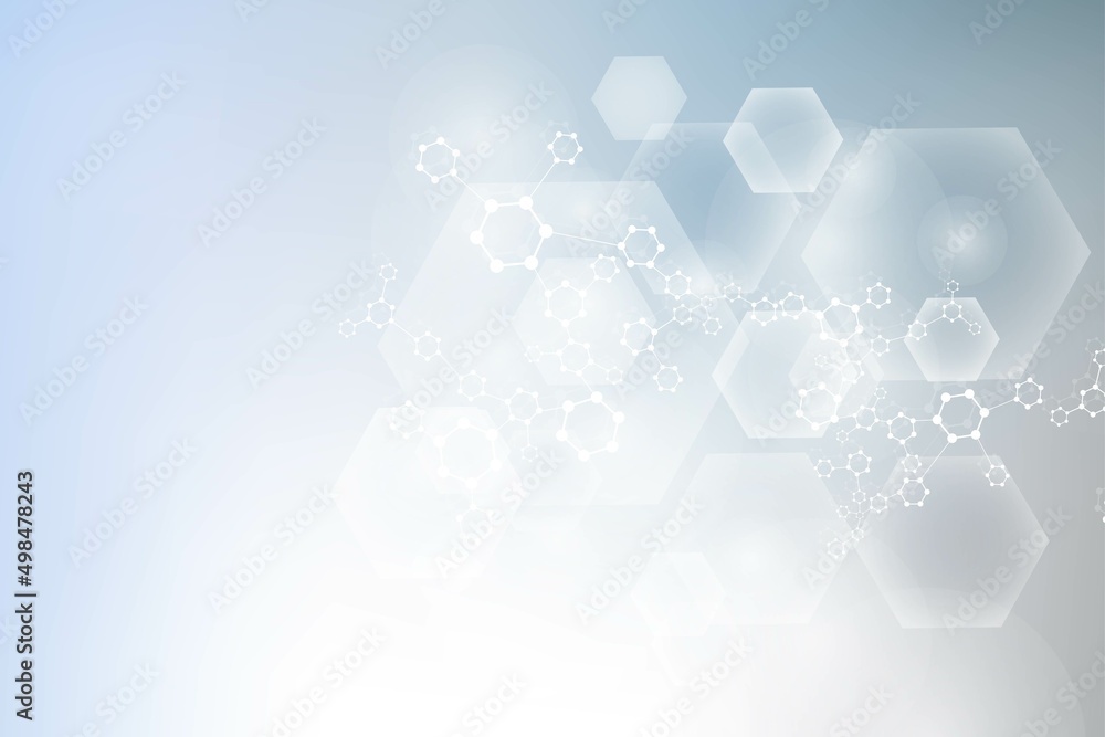 Poster hexagonal abstract background. big data visualization. global network connection. medical, technolog