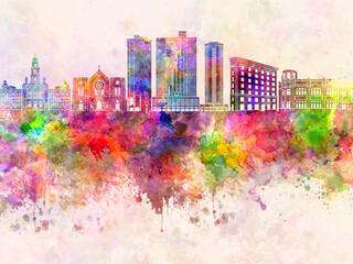 Fototapeta premium Fort Worth skyline in watercolor background