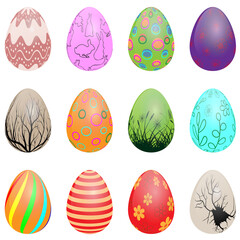 set of easter eggs with different textures