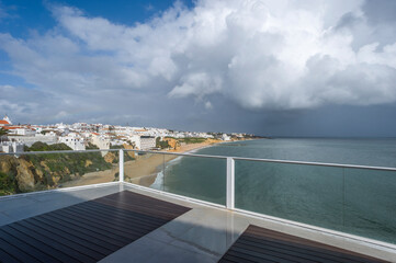 Fototapeta na wymiar Cityscape with Peneco beach in Albufeira in the Algarve in Portugal
