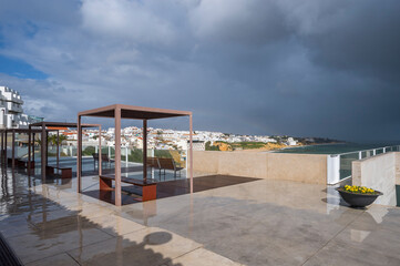 Fototapeta na wymiar Viewing platform at the Elevador do Peneco tower in Albufeira in the Algarve