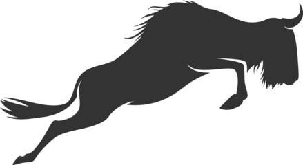 Wildebeest Silhouette. Isolated Vector Animal Template for Logo Company, Icon, Symbol etc
