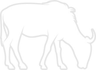 Wildebeest Silhouette. Isolated Vector Animal Template for Logo Company, Icon, Symbol etc