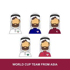 Cartoon arabian avatar or character of soccer team from asia