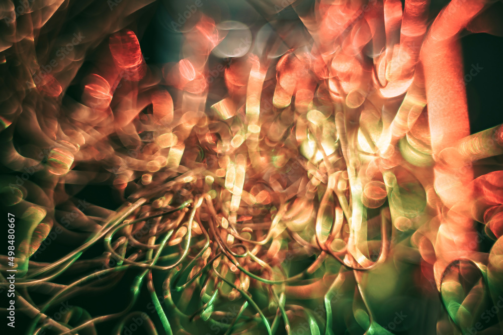 Aufkleber Beautiful optical abstract multicoloured  bokeh in the darkness  background.