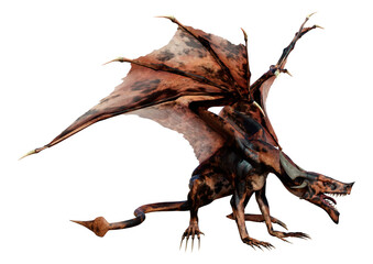 3D Rendering Fairy Tale Dragon on White