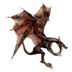 3D Rendering Fairy Tale Dragon on White