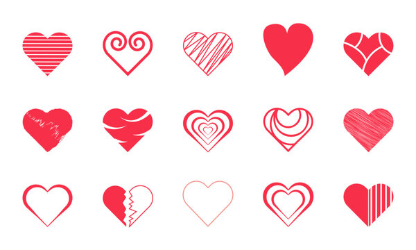 hearts. Design elements for Women's, Mother's, Valentine's Day, and birthday greeting card design.