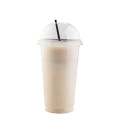 Vanilla milkshake in plastic glass