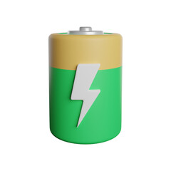 Battery full electric power 3d rendering illustration