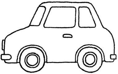 車のモノクロイラスト