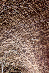 Detailed Photo of fireworks in black background with artistic camera movements