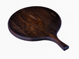 Empty cutting board in dark oak wood isolated on white