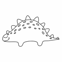 Dinosaur in doodle style. Vector illustration. Cute hand drawn dino. Children's coloring book.