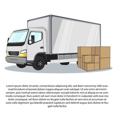 Truck shape: distribution, delivery, service, shipping, logistic, transport, market concepts.