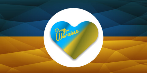Pray for Ukraine banner with text and heart concept vector illustration. Pray Ukraine concept poster design