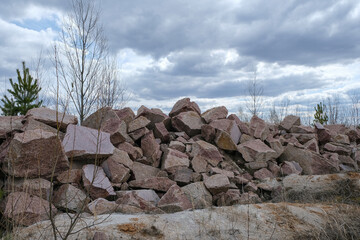 Quarry with mining and stone production.