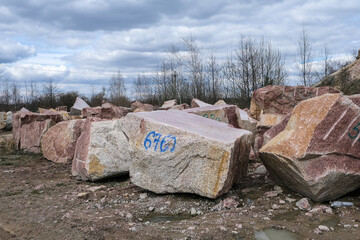 Quarry with mining and stone production.