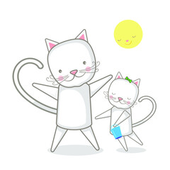 Funny animals. A little kitten.
Vector image in cartoon style. Color image.