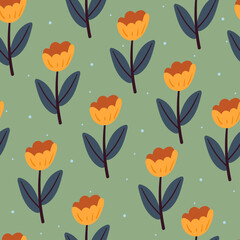 seamless pattern flower and leaves. botanical wallpaper, spring collection for fabric print, textile