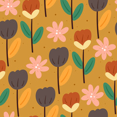 seamless pattern flower and leaves. botanical wallpaper, spring collection for fabric print, textile