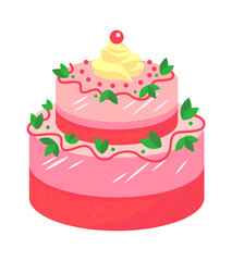 Birthday jelly cake. Vector illustration