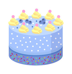 Cake with marshmallows and berries. Vector illustration