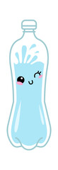 Cartoon character plastic water bottle. Vector illustration