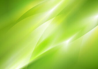 Bright green smooth stripes and waves abstract tech background. Vector design
