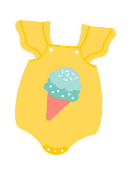 Baby romper with ice-cream. Vector illustration