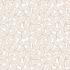 Seamless pattern of simple illustrations of peanut kernels, nuts, healthy food