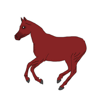 Illustration of a Running Brown Horse without Tail