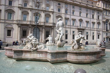 Fototapeta na wymiar Rome, Fountain of the Four Rivers, Fontana dei Quattro Fiumi