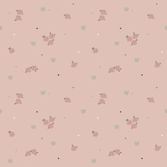 seamless rose flower repeat pattern background, flat vector illustration design