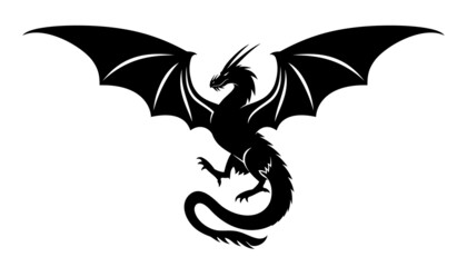 Black dragon icon isolated on white background. - 498492870