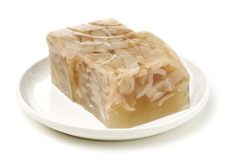 Northeast China homely pork skin jelly on white background