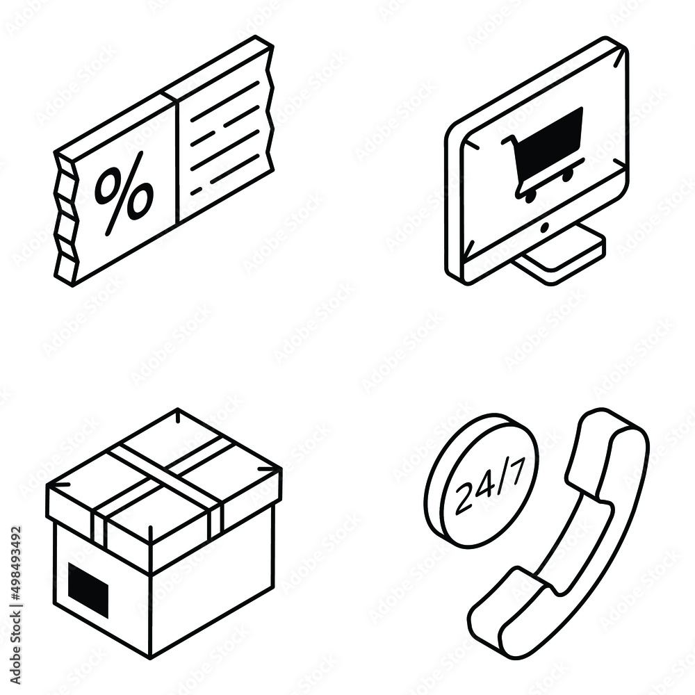 Poster modern isometric icons of shopping offers