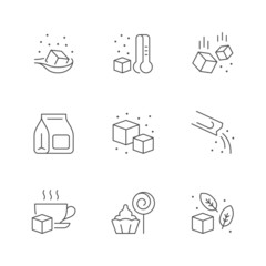 Set line icons of sugar