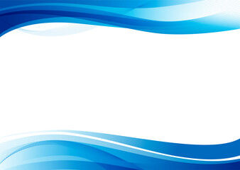 A3見開きサイズ／上下波形／抽象直線背景／ブルー