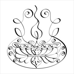 Diwali Diya Pen Ink Style M_2204008