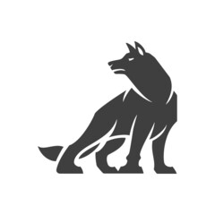 Wolf logo emblem template mascot symbol for business or shirt design. Vector vintage design element.