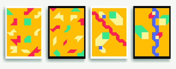 Fototapeta na wymiar Aesthetic geometric brochures . Bauhaus poster . Modern art .Abstract minimal negative space composition . Contemporary vector design 