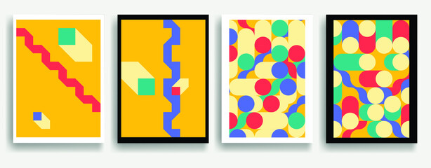 Obraz premium Aesthetic geometric brochures . Bauhaus poster . Modern art .Abstract minimal negative space composition . Contemporary vector design 
