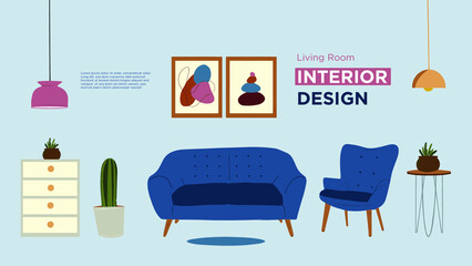 Hand drawn interior design banner