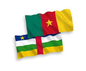 Flags of Central African Republic and Cameroon on a white background